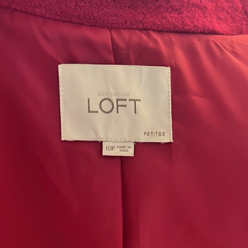 🎊HP🎊 LOFT Fucsha Pink Boiled Wool Pea Coat - Picture 11 of 15